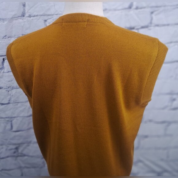 Pierre Carlo Men's Sweater Vest Dark Golden Mustard Vintage 90s 80s Large 42 - Picture 8 of 15